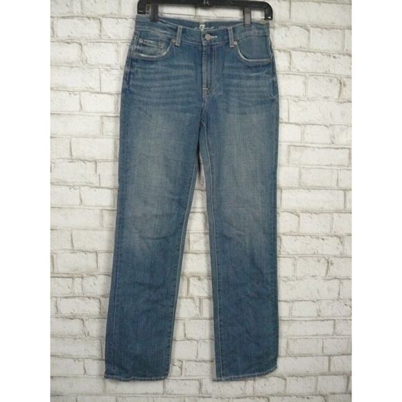 $180 7 for All Mankind Standard Straight Leg Jeans in Light Wash 26 NEW - Picture 1 of 6